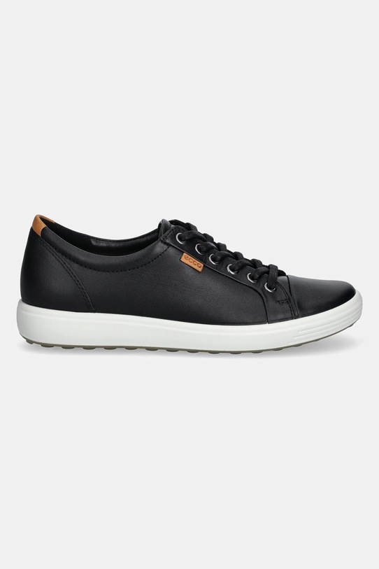 Ecco sneakersy skórzane Soft 7 Shoe Lace Up 430003.01001 czarny SS25