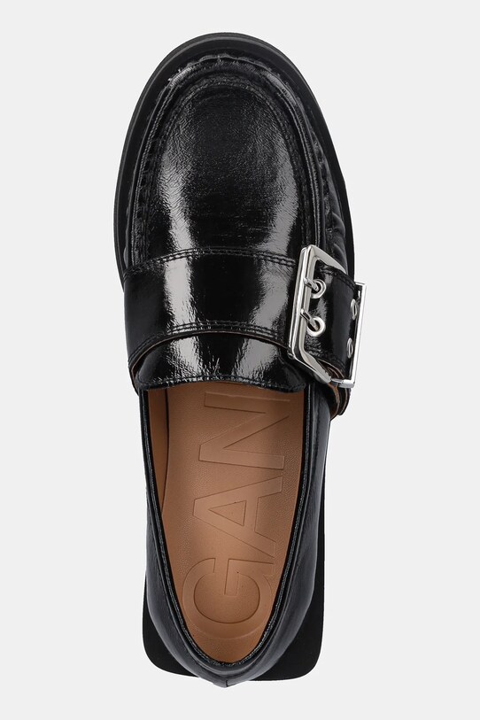 GANNI mokasyny Feminine Buckle Loafer Naplack czarny S2534