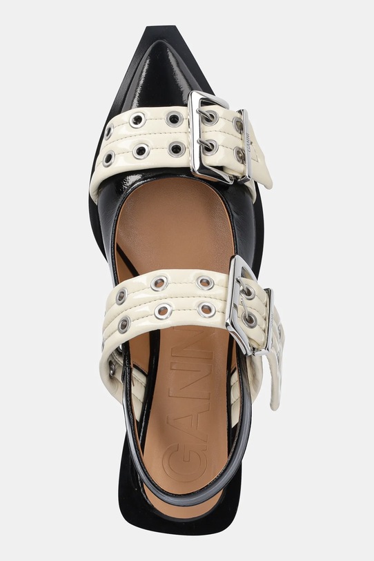Балетки GANNI Feminine Buckle Ballerina Naplack чёрный S2871