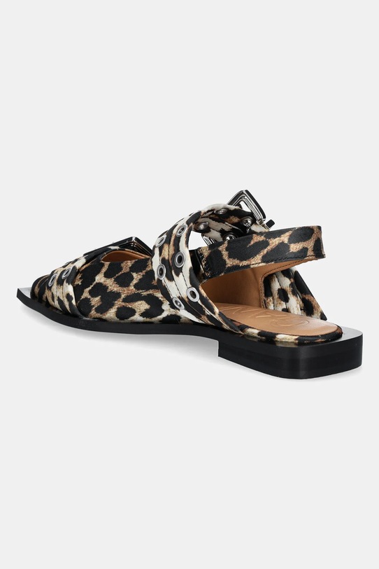 Obuća Balerinke GANNI Feminine Buckle Ballerina Satin Print S2947 smeđa