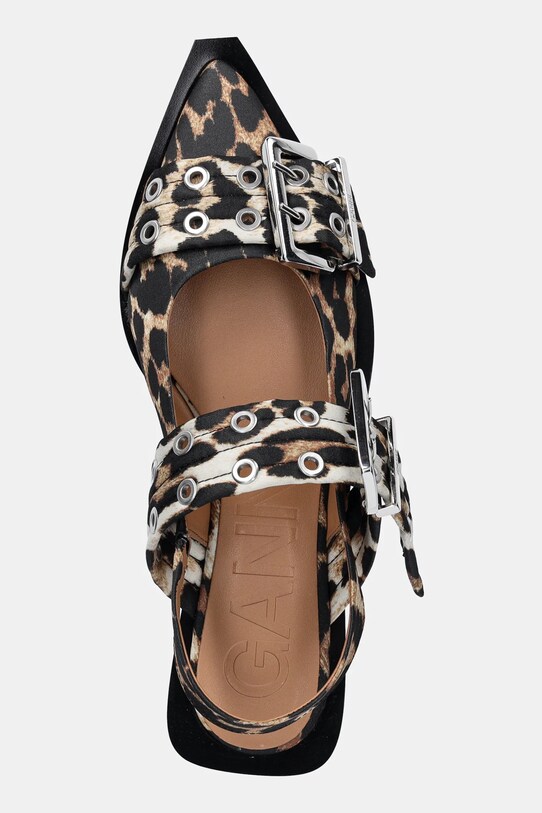 Балетки GANNI Feminine Buckle Ballerina Satin Print коричневый S2947