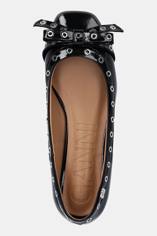 Балеринки GANNI Eyelets Bow Ballerina Naplack черен S2755