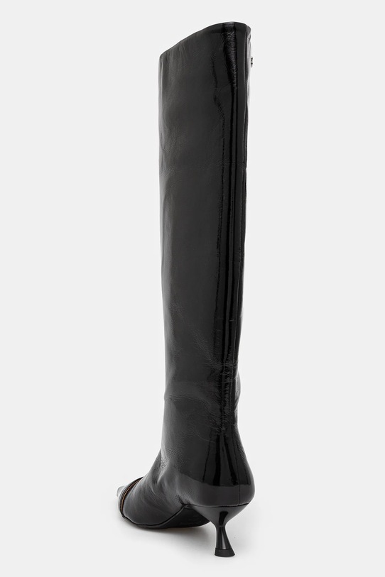 Încălțăminte GANNI cizme Eyelets Slouchy High Shaft Boot Naplack S2835 negru