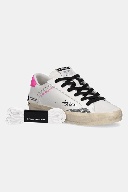 Kožené sneakers boty Crime London DISTRESSED 20005PP7 bílá