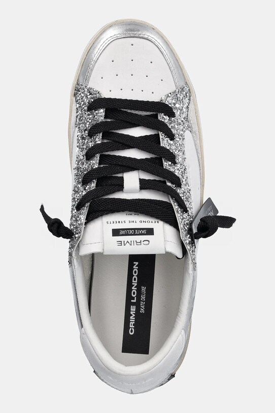 Kožené tenisky Crime London SK8 DELUXE strieborná 26102PP5