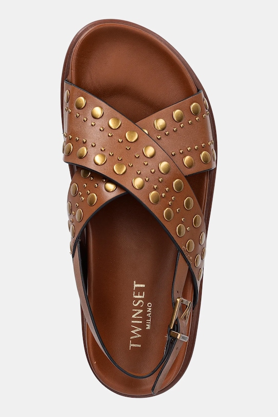 Kožené sandále Twinset hnedá 251TGT070.00057