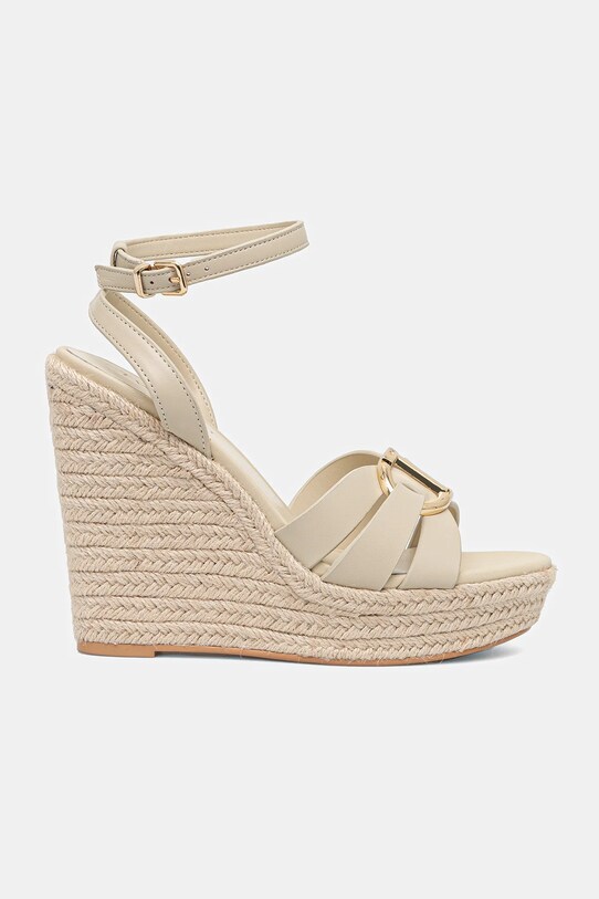 Twinset sandale de piele 251TGT092.11640 bej SS25