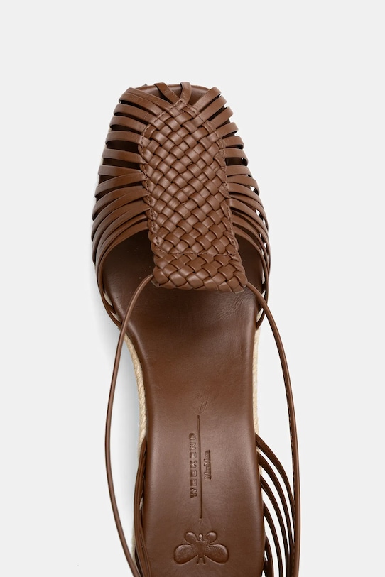 Weekend Max Mara espadryle skórzane QUIRINO 2515521115600.TOBACCO brązowy