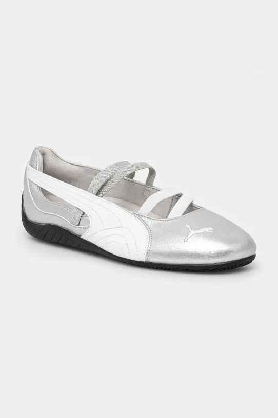 Puma leather ballet flats Speedcat Ballet coated leather silver 401581