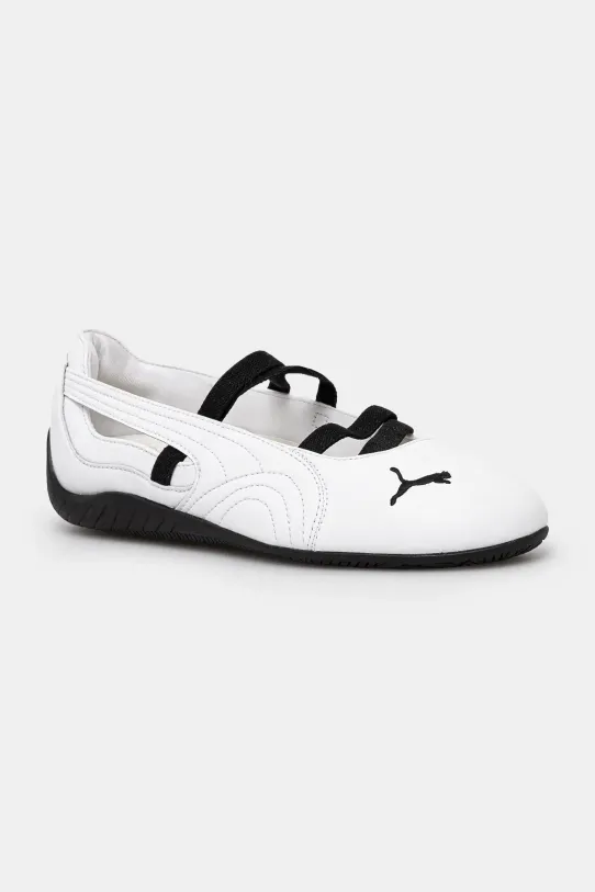 Puma balerini de piele Speedcat Ballet sintetic alb 403587