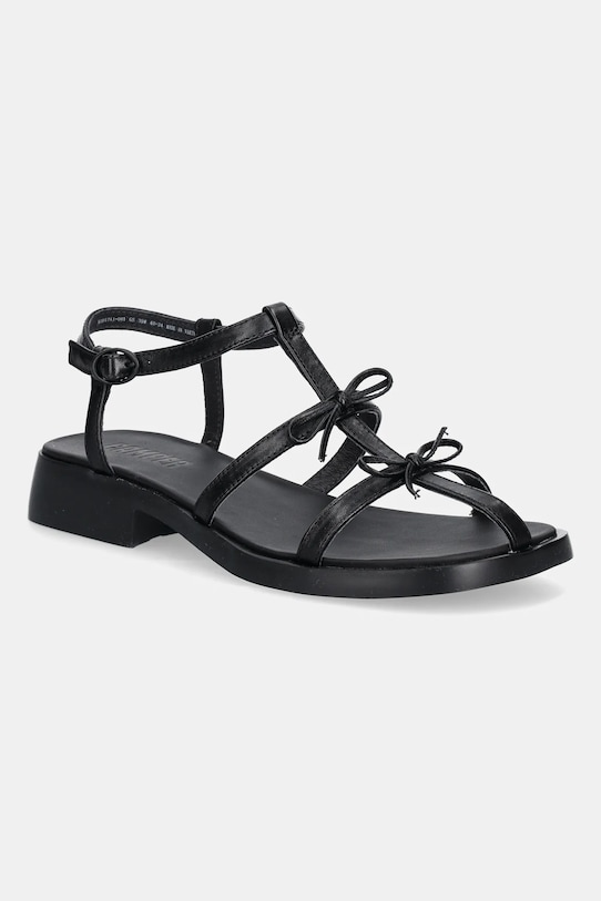 Camper sandały skórzane Dana płaski czarny K201741.001