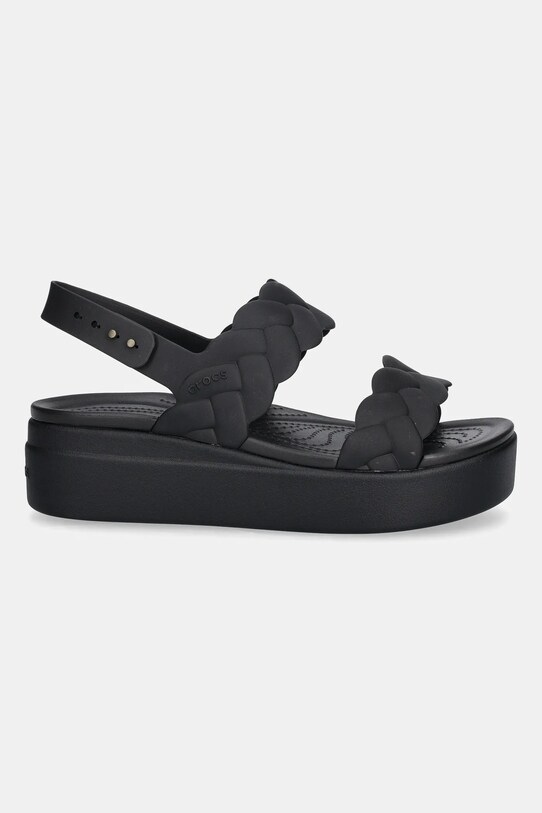 Crocs sandale Brooklyn Woven Upper Low Wedge 209977.060 negru SS25