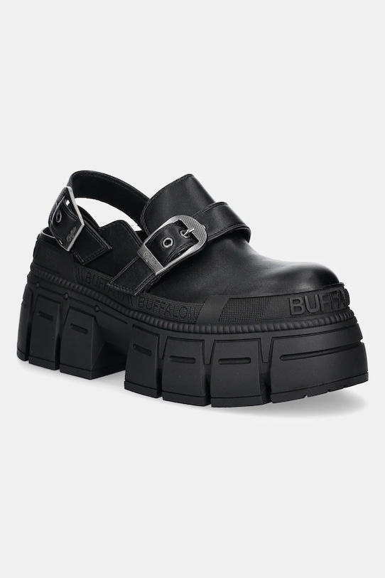 Mokasinke Buffalo Gospher Clog Snd imitacija zrnate kože crna 1624085.BLK