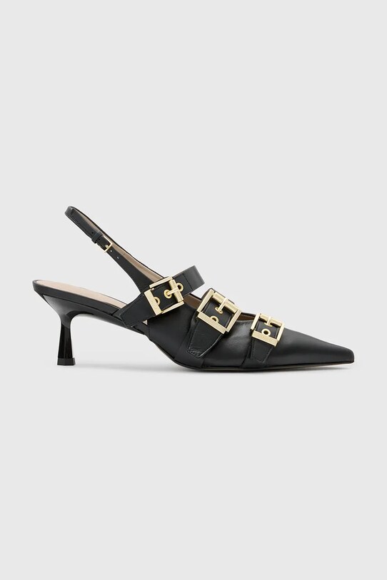AllSaints szpilki skórzane Vivian Slingback syntetyczny czarny W001FC