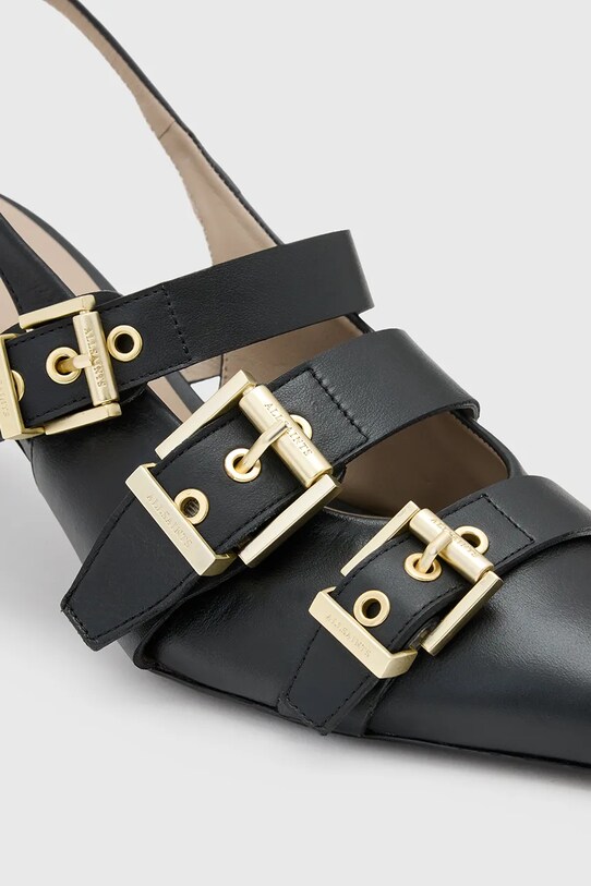 AllSaints szpilki skórzane Vivian Slingback czarny W001FC