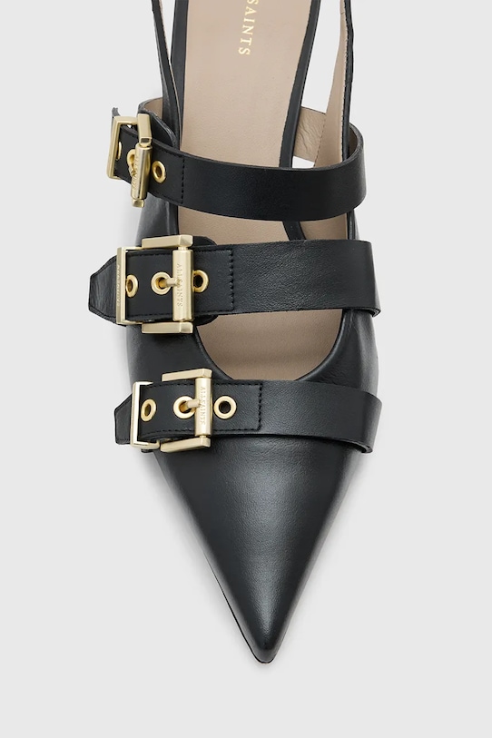 AllSaints szpilki skórzane Vivian Slingback W001FC czarny