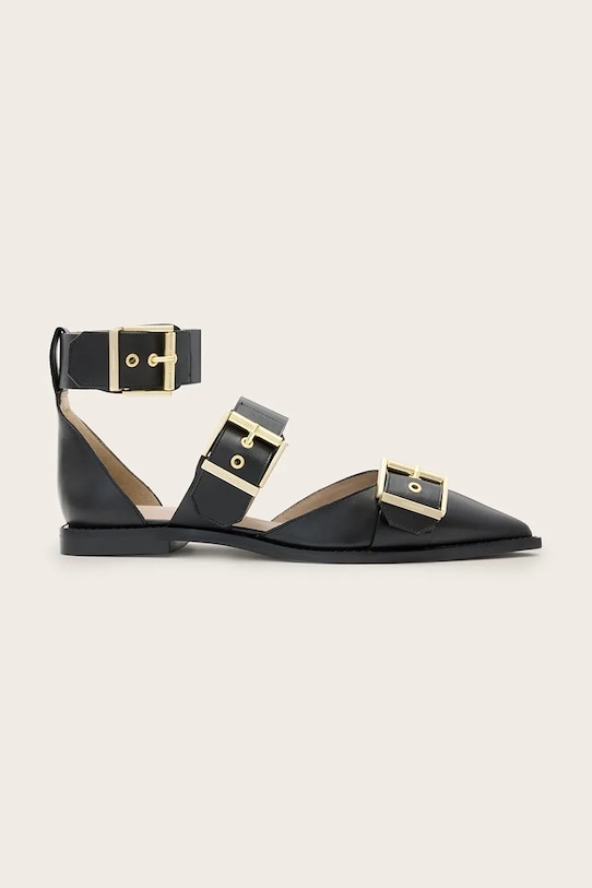 Kožené balerínky AllSaints Sutton Shoe usňová koža čierna W010FC