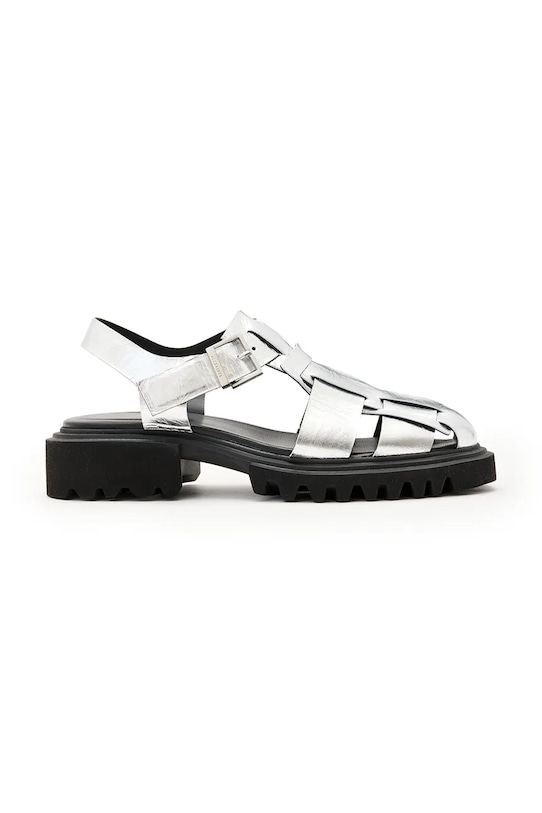 AllSaints sandały skórzane Tess Sandal syntetyczny srebrny W042FC