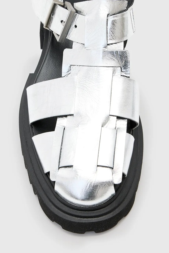 AllSaints sandały skórzane Tess Sandal W042FC srebrny