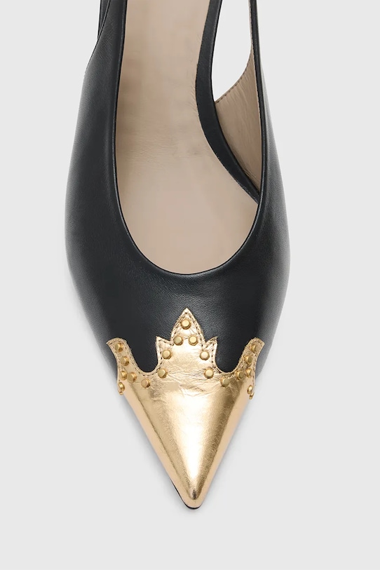 Usnjene visoke pete AllSaints Denver Slingback W068FC črna