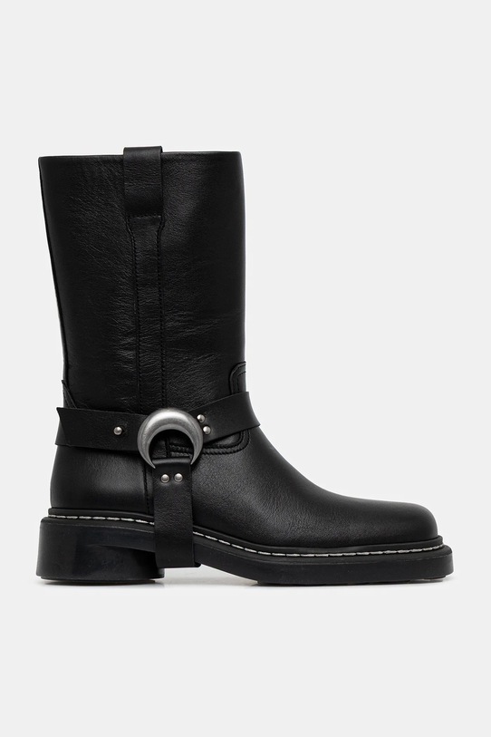 Marine Serre leather ankle boots Smooth Leather MS Moto WFW045A.RLEA0017 black SS25