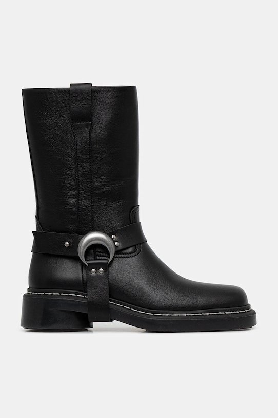 Kožené kotníkové boty Marine Serre Smooth Leather MS Moto WFW045A.RLEA0017 černá SS25