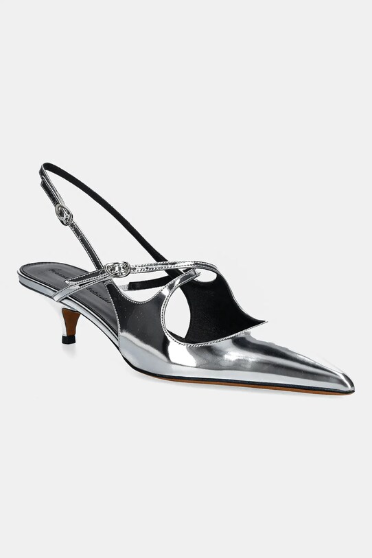 Proenza Schouler szpilki skórzane Slash odkryta pięta srebrny SH252038.F001WF.041