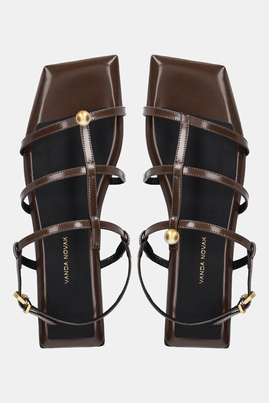 Δερμάτινα σανδάλια Vanda Novak Bianca φλατ καφέ Bianca.Warm.Hazelnut