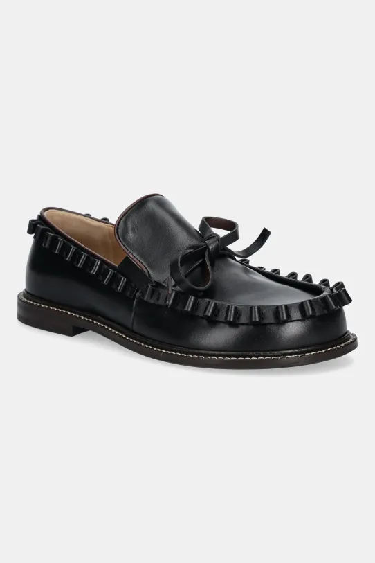 JW Anderson leather loafers Ruffle Moccasin flat black FW0167.LA0323.999