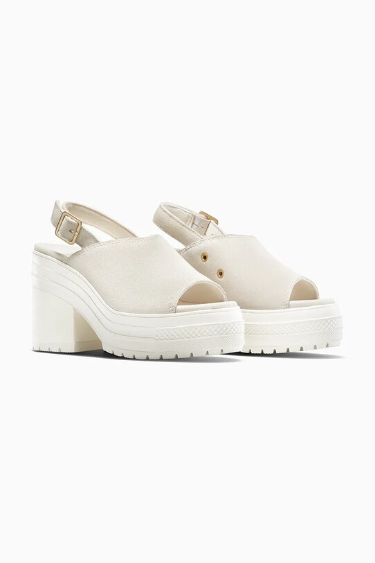 Converse sandale din piele întoarsă Chuck 70 De Luxe Heel Mule A15070C alb SS25