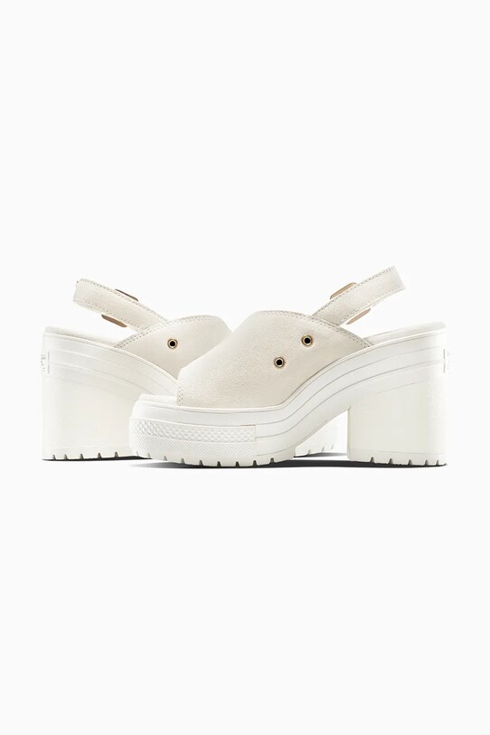 Converse sandale din piele întoarsă Chuck 70 De Luxe Heel Mule alb A15070C