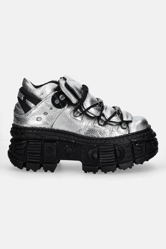 New Rock buty skórzane Floater Plata, Tank Casco Negro Sin M.106WALL.C16 srebrny SS25
