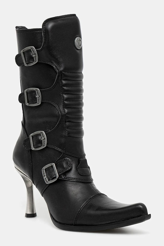 Δερμάτινες μπότες New Rock Crust Negro, Malicia Negro Tacon Caribe Acero