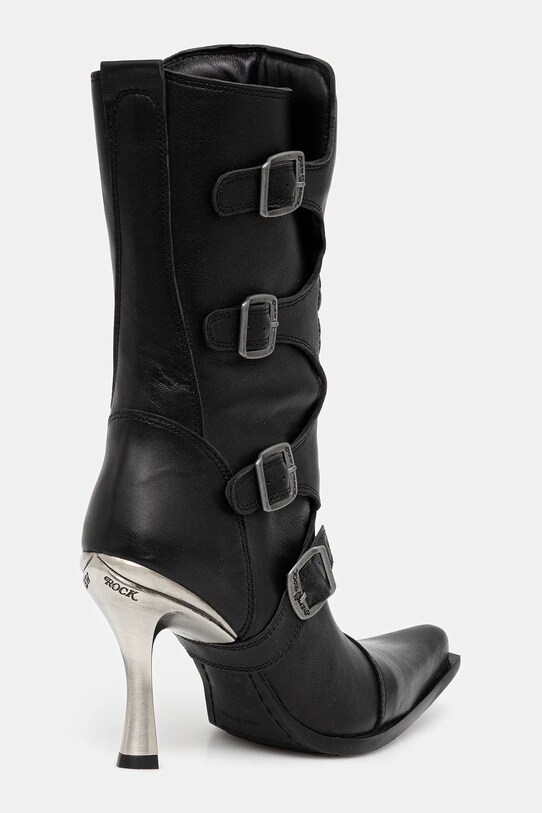 Cipők New Rock bőr csizma Crust Negro, Malicia Negro Tacon Caribe Acero M.9373N.C1 fekete