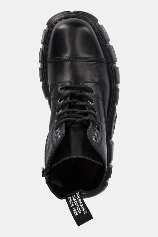 New Rock stivali in pelle Crust Negro, Tower Negro + Lateral nero M.NEWMILI083.S39