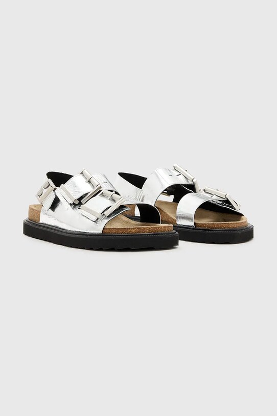 AllSaints sandały skórzane Isla Sandal W044FC.SLV srebrny SS25