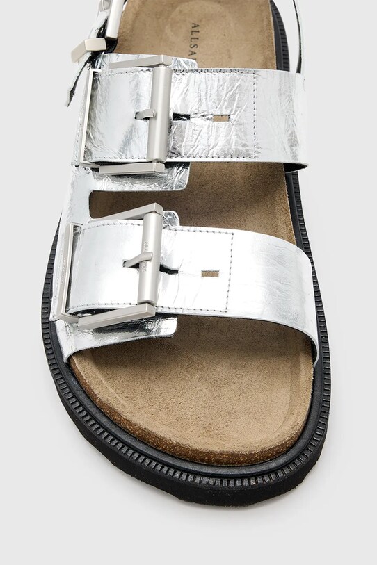 AllSaints sandały skórzane Isla Sandal W044FC.SLV srebrny