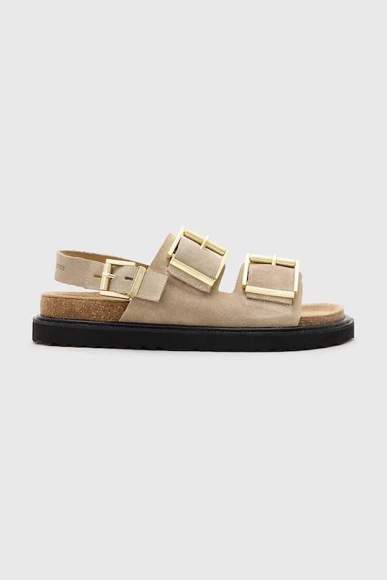 AllSaints sandały zamszowe Isla Sandal płaski beżowy W045FC.SAN
