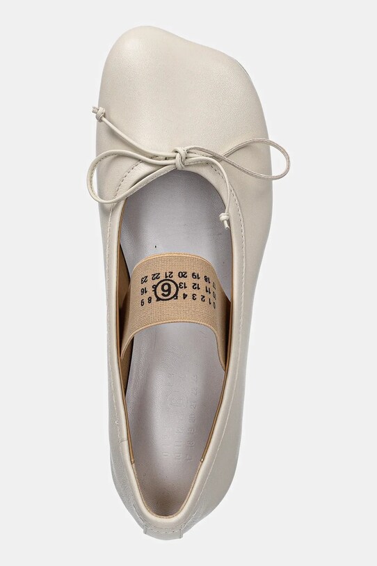 MM6 Maison Margiela baleriny skórzane beżowy S59WZ0099.P3628.T2012