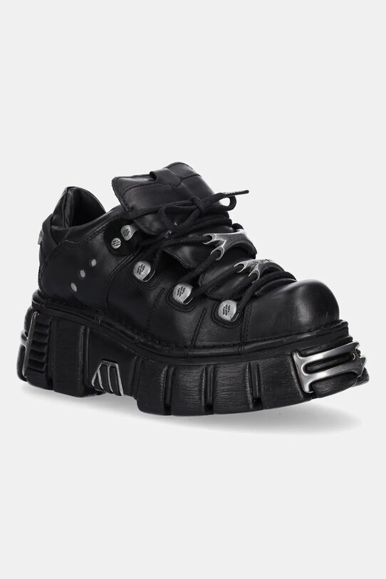 Кожаные кроссовки New Rock платформа чёрный M.120N.C26