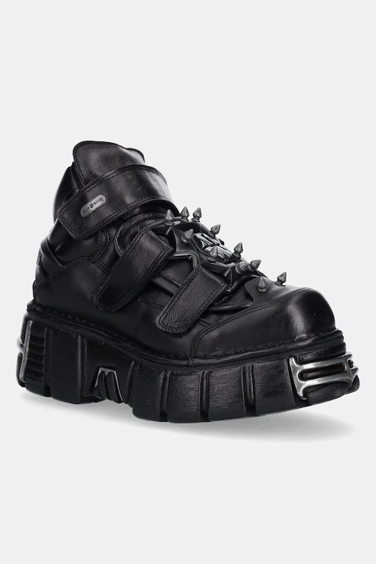 Шкіряні кросівки New Rock NOMADA NEGRO, TOWER NEGRO ACERO платформа чорний M.285C.S1