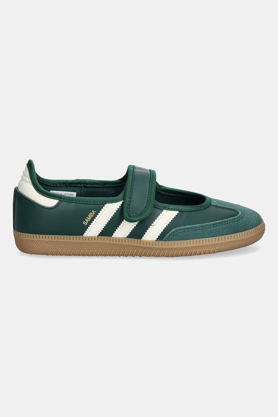 adidas Originals baleriny skórzane dziecięce Samba Jane W JR7340 zielony AW25