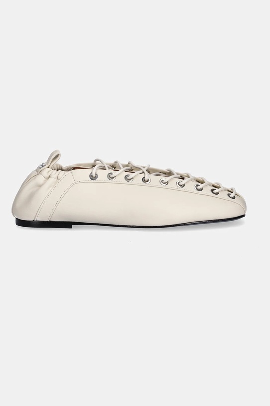 GANNI baleriny Eyelets Lace Up S2962 beżowy SS25