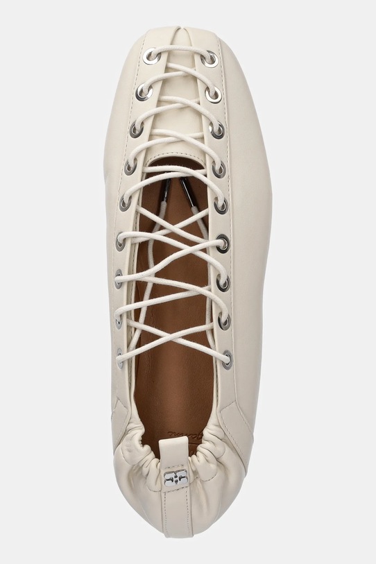 GANNI baleriny Eyelets Lace Up beżowy S2962