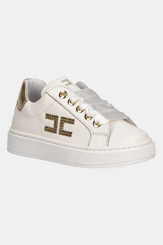 Elisabetta Franchi sneakersy skórzane dziecięce niska beżowy F1A9.E0222