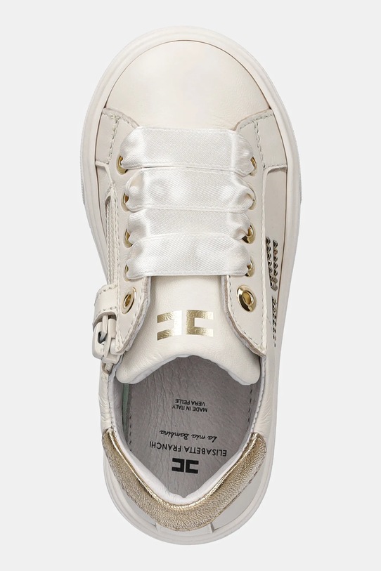 Elisabetta Franchi sneakersy skórzane dziecięce beżowy F1A9.E0222