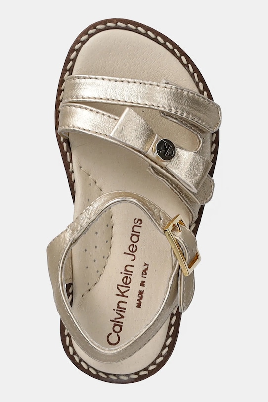 Calvin Klein Jeans gyerekszandál bőrből zöld V1A2.83050.20.23