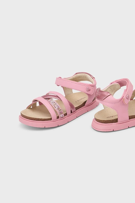 Дитячі сандалі Mayoral імітація лицьової шкіри рожевий 45650.50B.Kids.PPYA