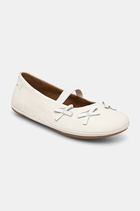 Camper balerini din piele pentru copii Right TWS Kids K800626.28.34 alb SS25