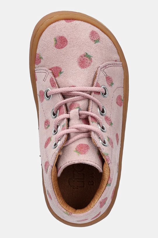 Froddo półbuty zamszowe dziecięce BAREFOOT FIRST STEP LACES różowy G2130325.G.21.24